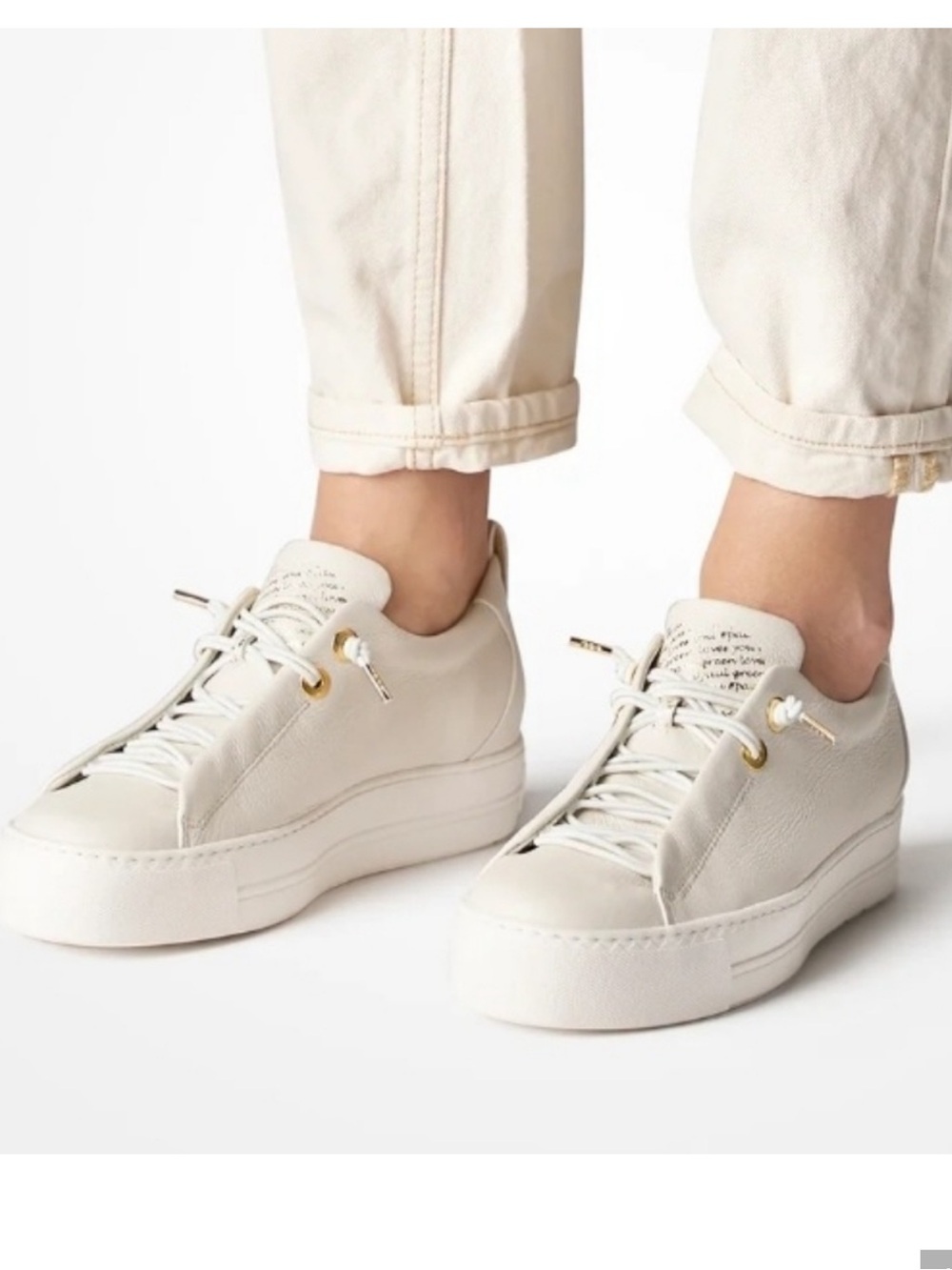 Paul Green | Faye Leather Sneakers Ivory Gold Austria Sz 11